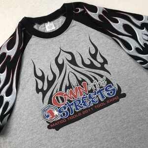 Matco Tools Shirt Mens Extra Large Gray Flames Fire Skate Surf Street Garage Tee
